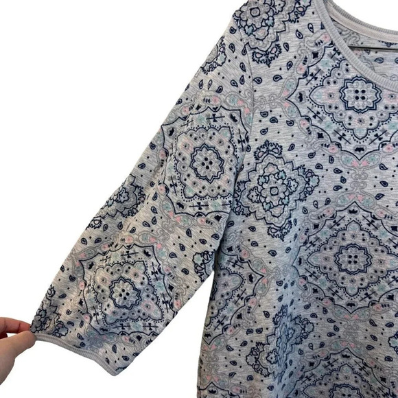 Croft & Barrow Nightgown Size XL Front Pocket Kaleidoscope Pattern 3/4 Sleeve - Picture 4 of 7